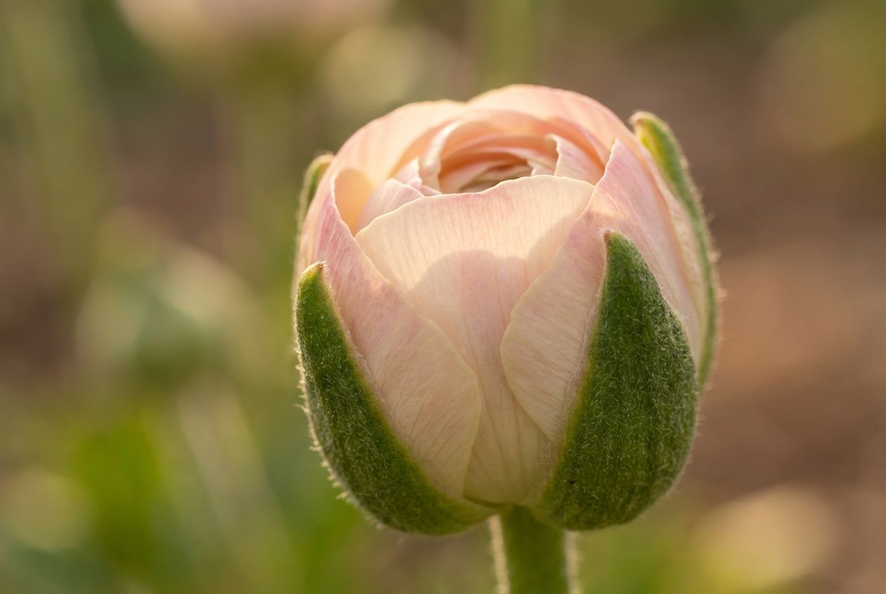 A close-up photograph of a blooming flower bud, still encased in its protective layers, symbolizing the maturing egg within the follicle. Soft, warm lighting highlights the delicate textures and subtle colors, evoking the complex hormonal processes of the menstrual cycle.